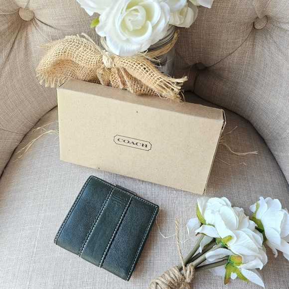 Vintage Coach Kisslock / Framed Wallet (Forest & Kelly Green) - Picture 4 of 10